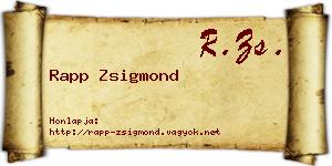 Rapp Zsigmond névjegykártya